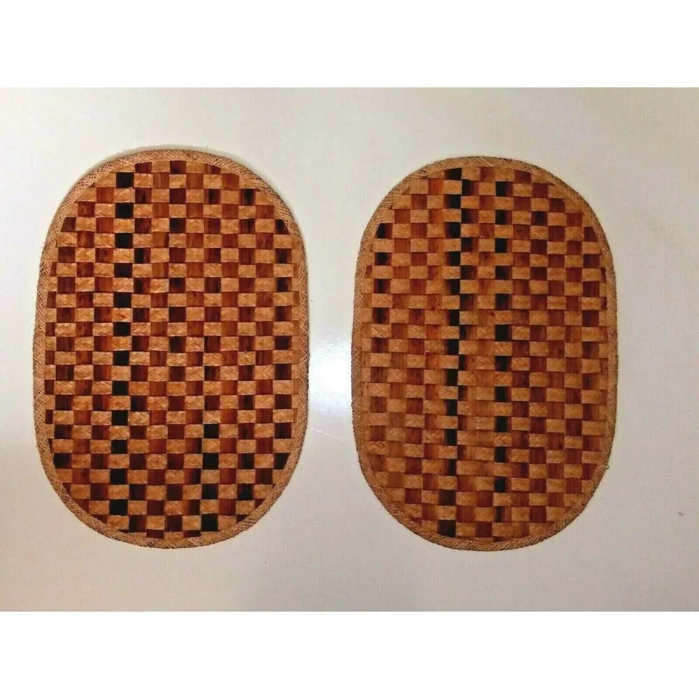 set of 2 PLACEMATS wicker Rattan WOVEN straw NWOT VINTAGE 19”x13” brown tan